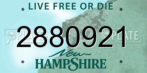 2880921 New Hampshire License Plate