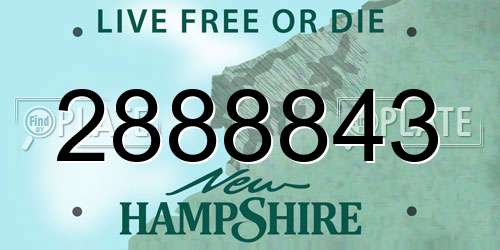 2888843 New Hampshire License Plate