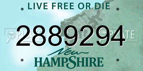 2889294 New Hampshire License Plate