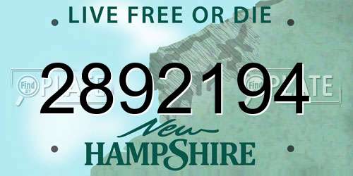 2892194 New Hampshire License Plate