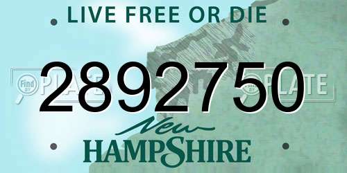 2892750 New Hampshire License Plate