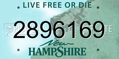 2896169 New Hampshire License Plate