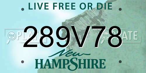 289V78 New Hampshire License Plate