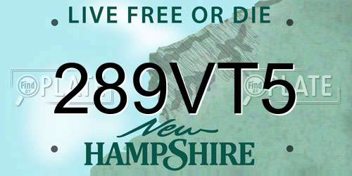 289VT5 New Hampshire License Plate