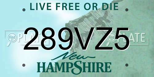 289VZ5 New Hampshire License Plate