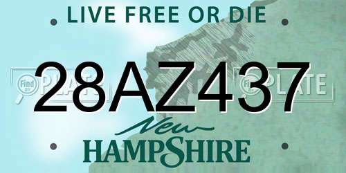 28AZ437 New Hampshire License Plate