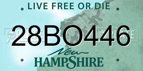 28BO446 New Hampshire License Plate