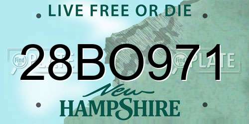 28BO971 New Hampshire License Plate