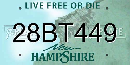 28BT449 New Hampshire License Plate