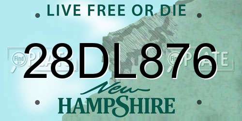 28DL876 New Hampshire License Plate