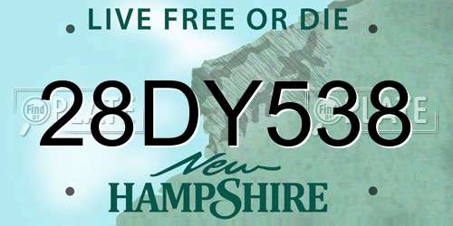 28DY538 New Hampshire License Plate