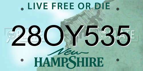 28OY535 New Hampshire License Plate