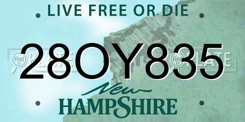 28OY835 New Hampshire License Plate