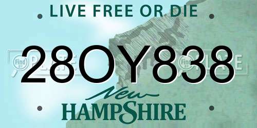 28OY838 New Hampshire License Plate