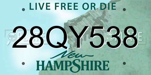 28QY538 New Hampshire License Plate