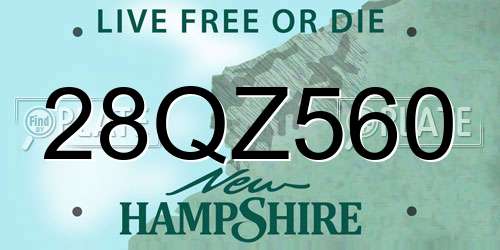 28QZ560 New Hampshire License Plate