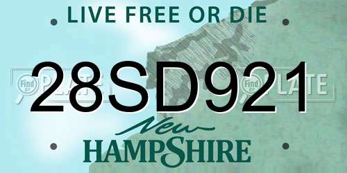 28SD921 New Hampshire License Plate