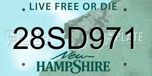 28SD971 New Hampshire License Plate