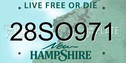 28SO971 New Hampshire License Plate