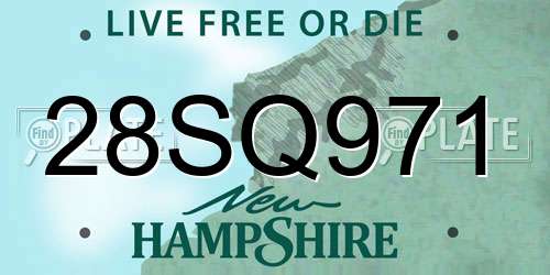 28SQ971 New Hampshire License Plate
