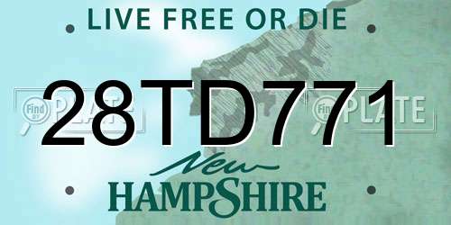 28TD771 New Hampshire License Plate