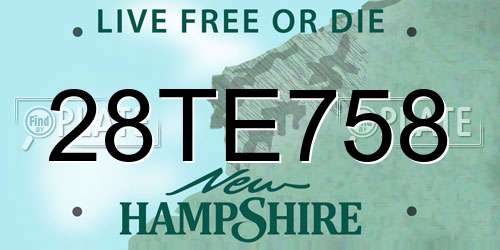28TE758 New Hampshire License Plate