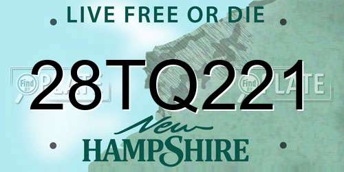 28TQ221 New Hampshire License Plate