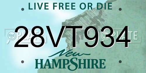 28VT934 New Hampshire License Plate