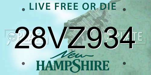 28VZ934 New Hampshire License Plate