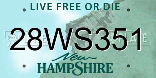 28WS351 New Hampshire License Plate