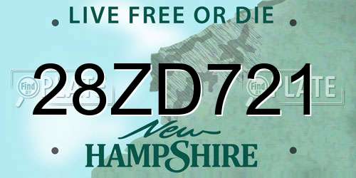 28ZD721 New Hampshire License Plate