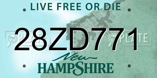 28ZD771 New Hampshire License Plate
