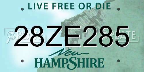 28ZE285 New Hampshire License Plate
