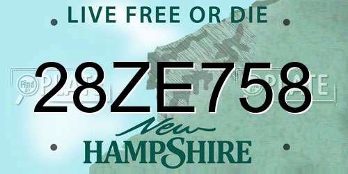 28ZE758 New Hampshire License Plate