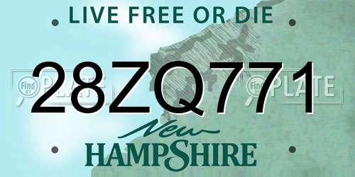 28ZQ771 New Hampshire License Plate