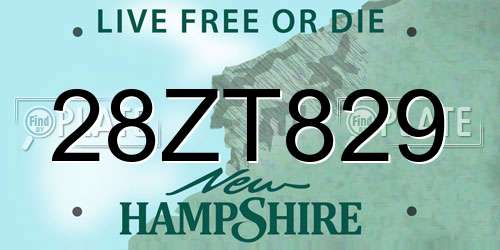 28ZT829 New Hampshire License Plate
