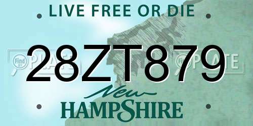28ZT879 New Hampshire License Plate