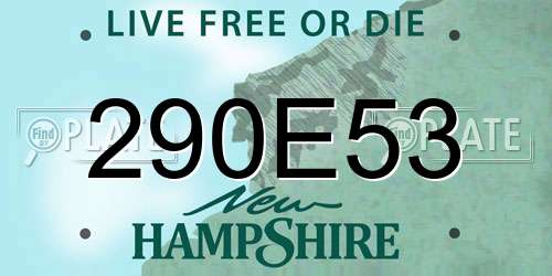 290E53 New Hampshire License Plate