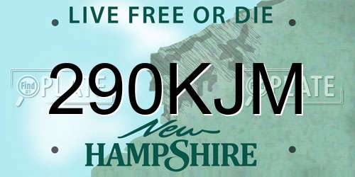 290KJM New Hampshire License Plate