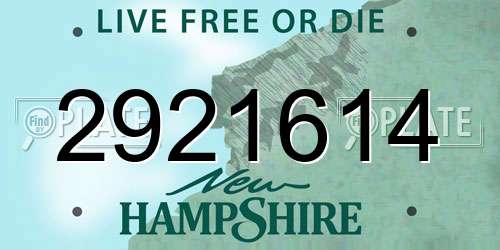 2921614 New Hampshire License Plate