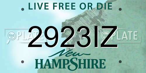 2923IZ New Hampshire License Plate