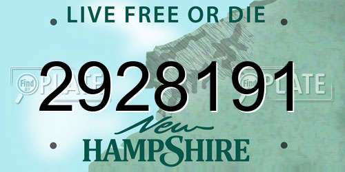2928191 New Hampshire License Plate