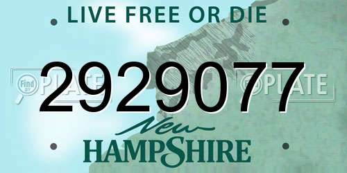 2929077 New Hampshire License Plate