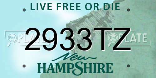 2933TZ New Hampshire License Plate
