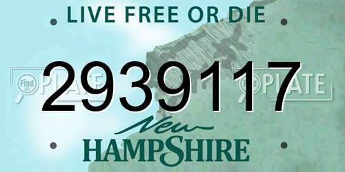 2939117 New Hampshire License Plate