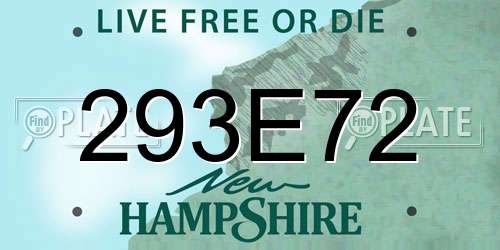 293E72 New Hampshire License Plate