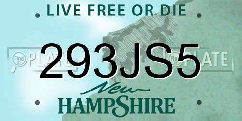 293JS5 New Hampshire License Plate