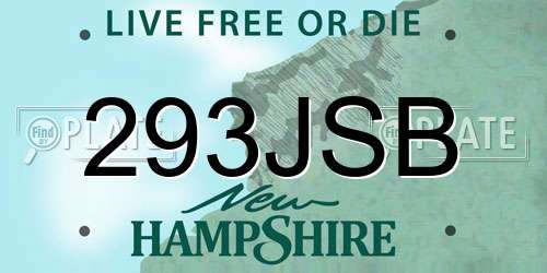 293JSB New Hampshire License Plate