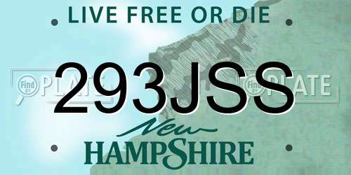 293JSS New Hampshire License Plate