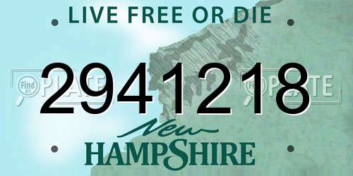 2941218 New Hampshire License Plate